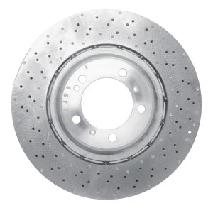 Porsche 911 Brake Rotor (1) - Rear - R1 Concepts - Drilled Carbon Alloy GeoMET - `15-`17